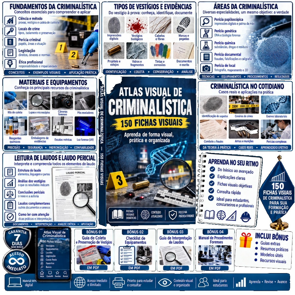Mockup Atlas Visual de Criminalística - 150 Fichas Visuais